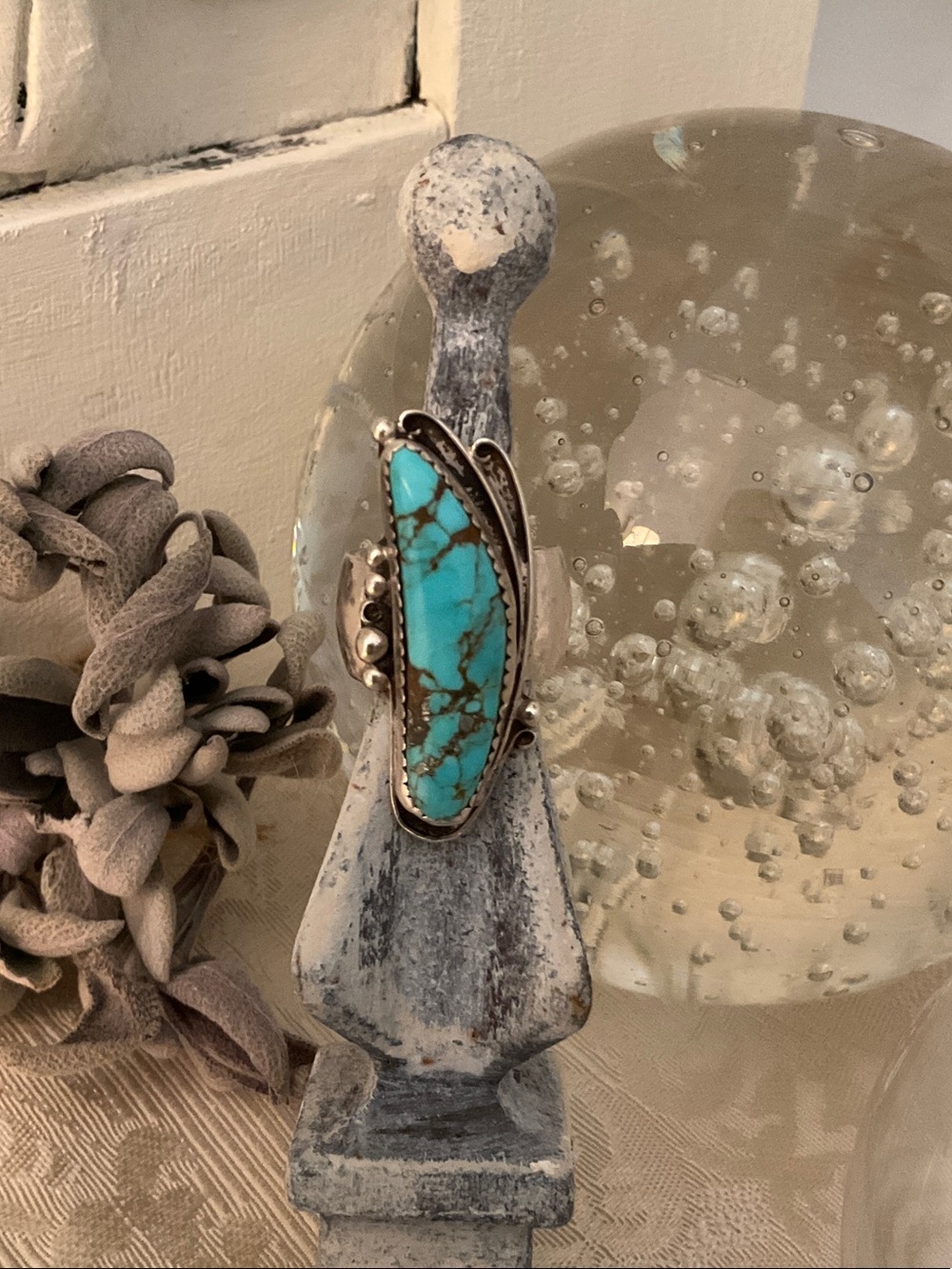 Turquoise Sterling Silver Old Pawn Signed Southwestern Ring